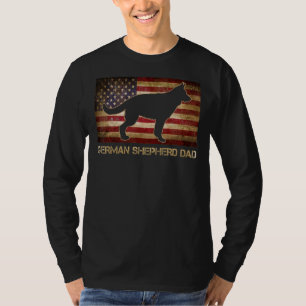 German Shepherd Vater Vintag American Flag Patriot T-Shirt