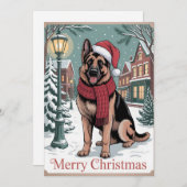 German Shepherd vintage Christmas Feiertagskarte (Vorne/Hinten)