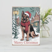 German Shepherd vintage Christmas  Feiertagskarte (Stehend Vorderseite)