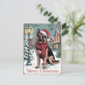 German Shepherd vintage Christmas  Postkarte (Stehend Vorderseite)