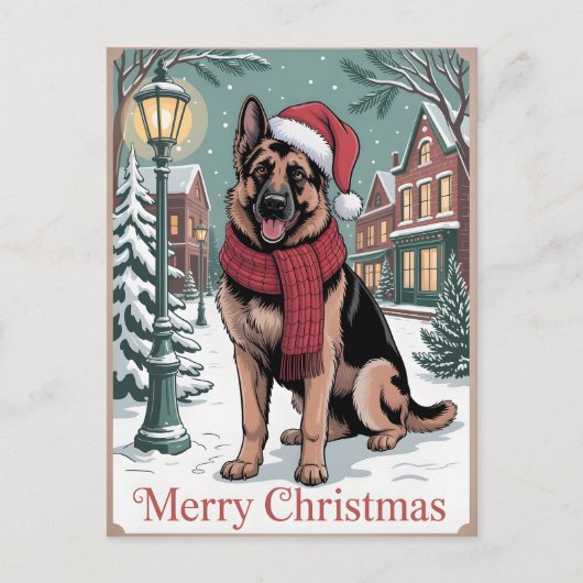 German Shepherd vintage Christmas  Postkarte (Vorderseite)