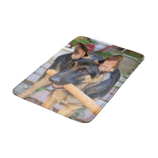 German Shepherd von Shirley Taylor Badematte (Schrägansicht)