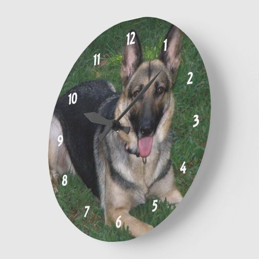 German Shepherd: Wall Clock Große Wanduhr (Winkel)
