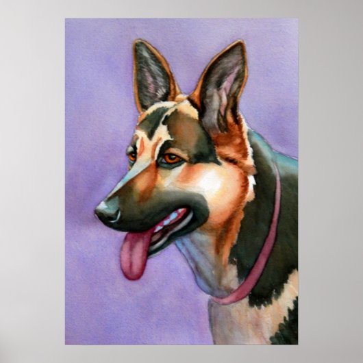 German Shepherd Watercolor Portrait Poster (Vorne)