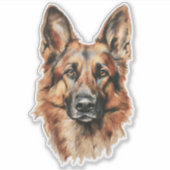 German Shepherd Watercolor Portrait Sticker (Vorderseite)