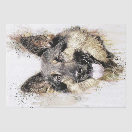 German Shepherd Watercolor Seidenpapier (Vorderseite)