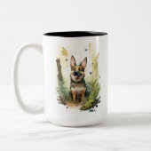German Shepherd Watercolor Whimsical Zweifarbige Tasse (Links)