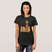 German Shepherd Wearing Hat With Coffee Cups Fall T-Shirt (Vorne ganz)