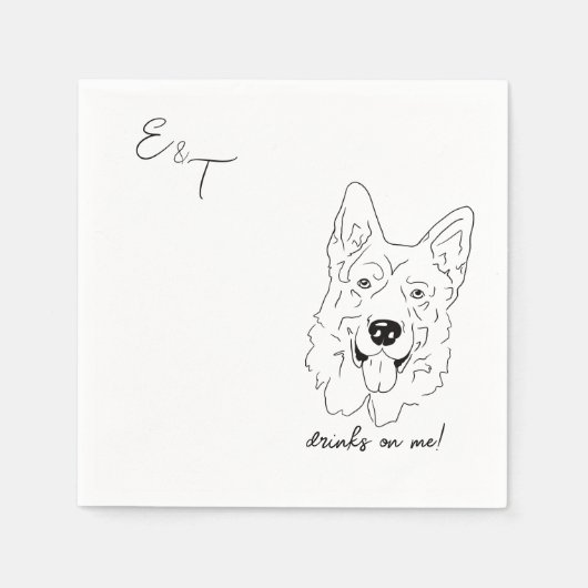 German Shepherd Wedding Cocktail Napkins Serviette (Vorderseite)