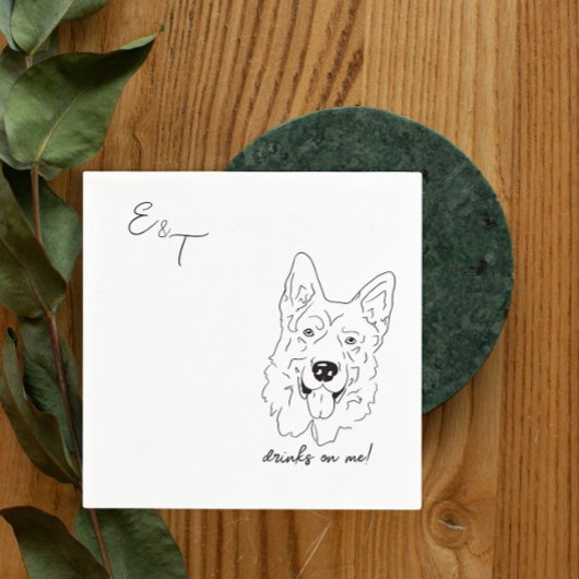 German Shepherd Wedding Cocktail Napkins Serviette