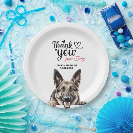 German Shepherd Wedding Danke Pappteller (Party)