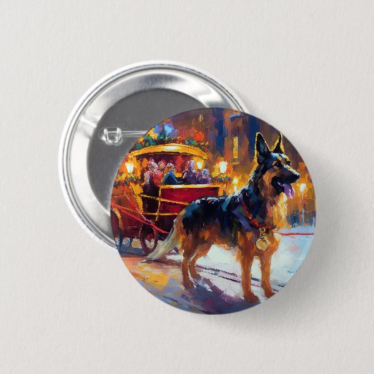 German Shepherd Weihnachtsfeiertage Button (Vorne & Hinten)