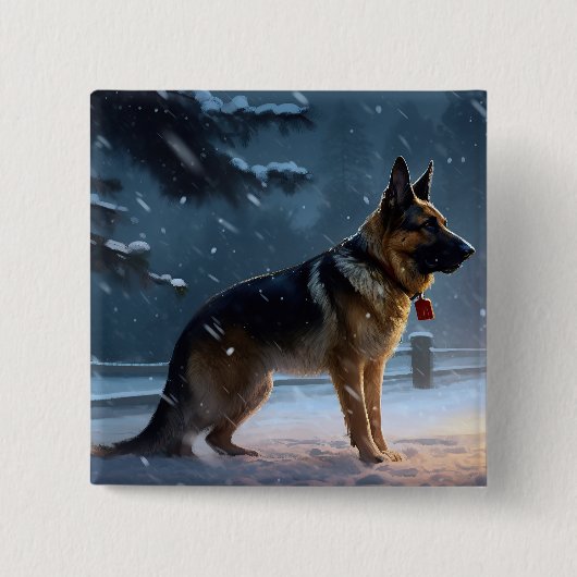 German Shepherd Weihnachtsfeiertage Button (Vorderseite)