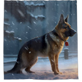 German Shepherd Weihnachtsfeiertage Duschvorhang (Vorderseite)