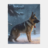 German Shepherd Weihnachtsfeiertage Fleecedecke (Vorderseite)