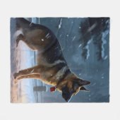 German Shepherd Weihnachtsfeiertage Fleecedecke (Vorderseite (Horizontal))