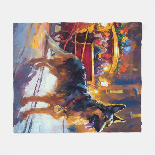 German Shepherd Weihnachtsfeiertage Fleecedecke (Vorderseite (Horizontal))