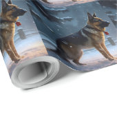 German Shepherd Weihnachtsfeiertage Geschenkpapier (Rolleneckpunkt)