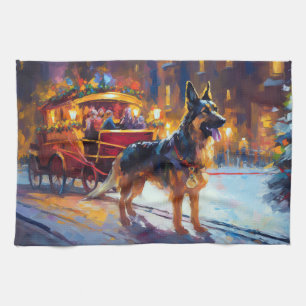 German Shepherd Weihnachtsfeiertage Geschirrtuch