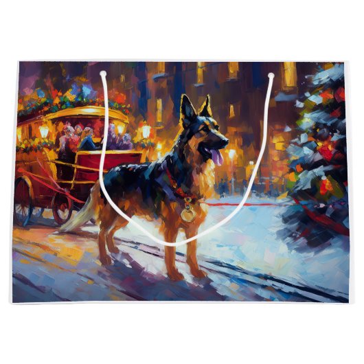 German Shepherd Weihnachtsfeiertage Große Geschenktüte (Vorderseite)