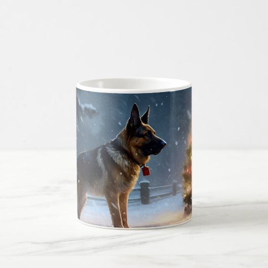German Shepherd Weihnachtsfeiertage Kaffeetasse (Mittel)