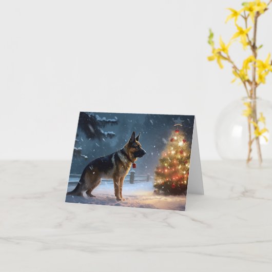 German Shepherd Weihnachtsfeiertage Karte (Gelbe Blume)