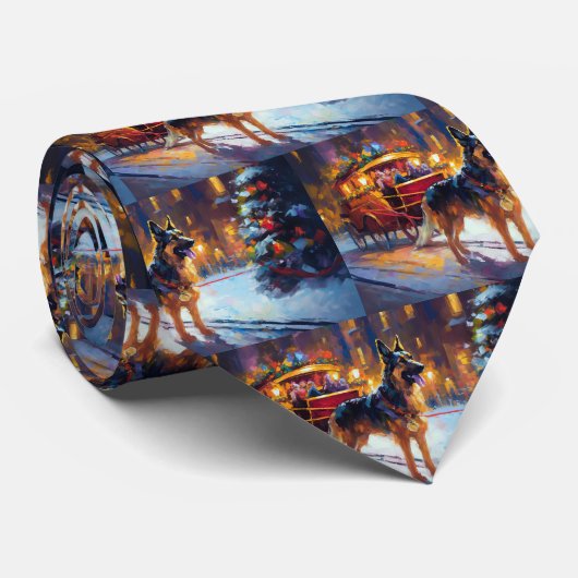 German Shepherd Weihnachtsfeiertage Krawatte (Gerollt)