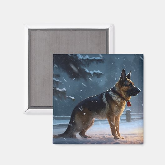 German Shepherd Weihnachtsfeiertage Magnet (Vorderseite/Rückseite)