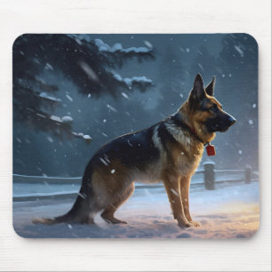 German Shepherd Weihnachtsfeiertage Mousepad