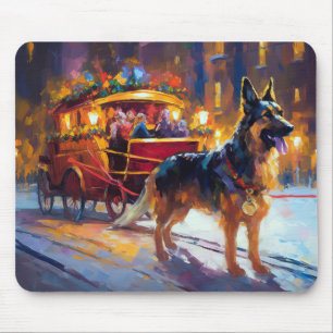 German Shepherd Weihnachtsfeiertage Mousepad
