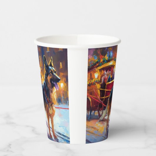 German Shepherd Weihnachtsfeiertage Pappbecher (Links)