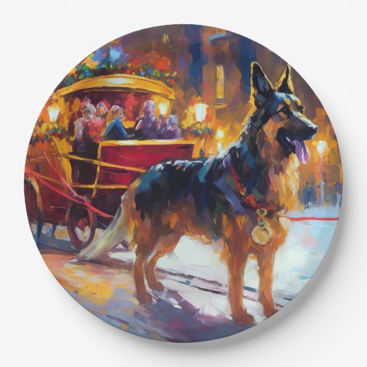 German Shepherd Weihnachtsfeiertage Pappteller (Vorderseite)