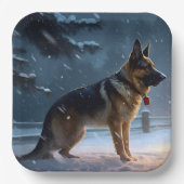 German Shepherd Weihnachtsfeiertage Pappteller (Vorderseite)