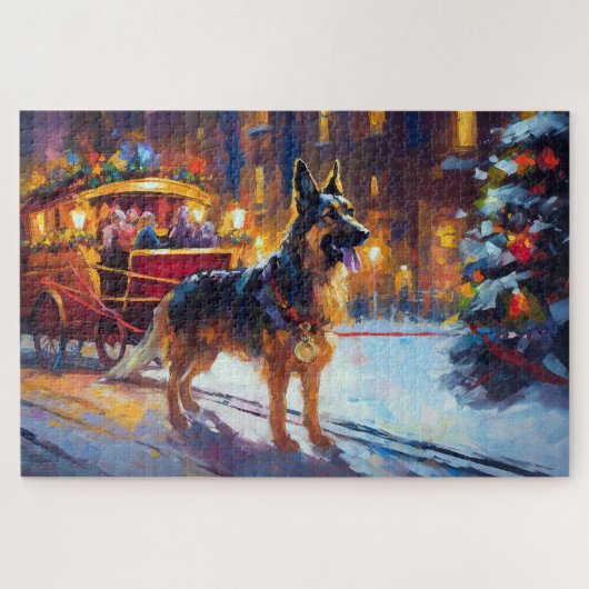 German Shepherd Weihnachtsfeiertage Puzzle (Horizontal)