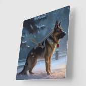German Shepherd Weihnachtsfeiertage Quadratische Wanduhr (Winkel)