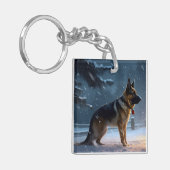 German Shepherd Weihnachtsfeiertage Schlüsselanhänger (Vorderseite links)