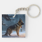 German Shepherd Weihnachtsfeiertage Schlüsselanhänger (Rückseite)