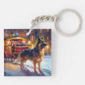 German Shepherd Weihnachtsfeiertage Schlüsselanhänger (Rückseite)