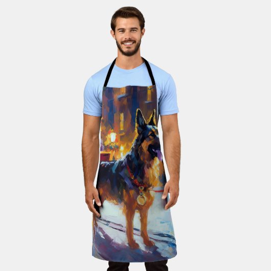 German Shepherd Weihnachtsfeiertage Schürze (Getragen)