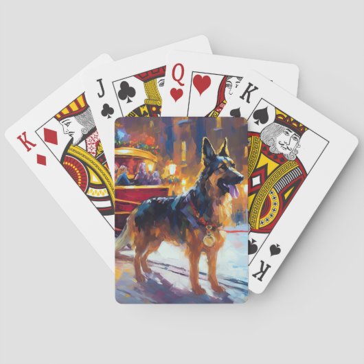 German Shepherd Weihnachtsfeiertage Spielkarten (Rückseite)