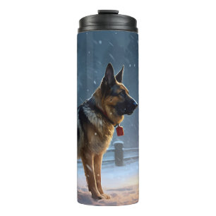 German Shepherd Weihnachtsfeiertage Thermosbecher