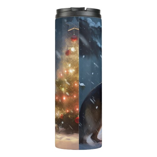 German Shepherd Weihnachtsfeiertage Thermosbecher (Rückseite)