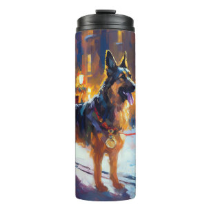 German Shepherd Weihnachtsfeiertage Thermosbecher
