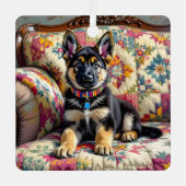 German Shepherd Welppy Dog Personalisierte Weihnac Ornament Aus Metall (Vorderseite)