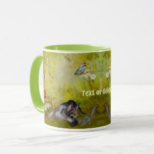 German Shepherd Welppy Fantasy Dog Art Personalisi Tasse
