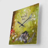 German Shepherd Welppy Fantasy Personalisiert Quadratische Wanduhr (Winkel)