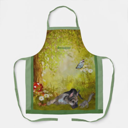 German Shepherd Welppy Fantasy Personalisiert Schürze (Vorderseite)