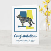 German Shepherd Welppy Gratulation Gruß Karte (Gelbe Blume)