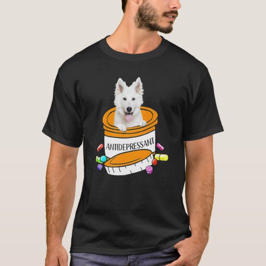 German Shepherd White Antidepressant T-Shirt (Vorderseite)