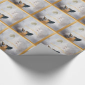 German Shepherd Winter Watercolor Holiday Gold Geschenkpapier (Ecke)